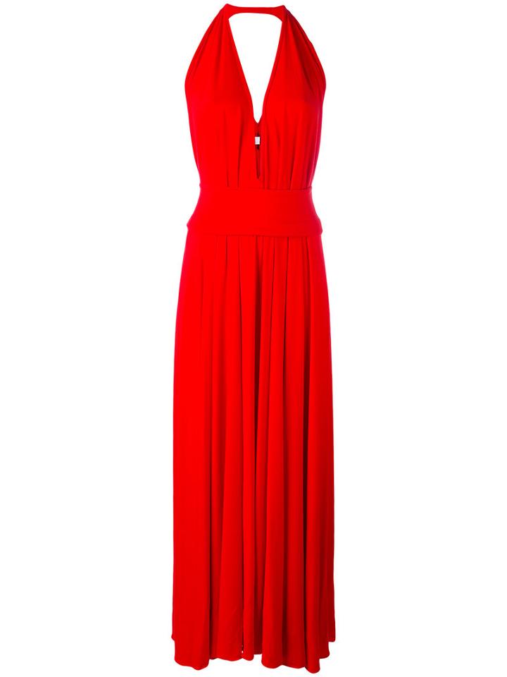 Halterneck Long Dress - Women - Spandex/elastane/viscose - S, Red, Spandex/elastane/viscose, Stephan Janson