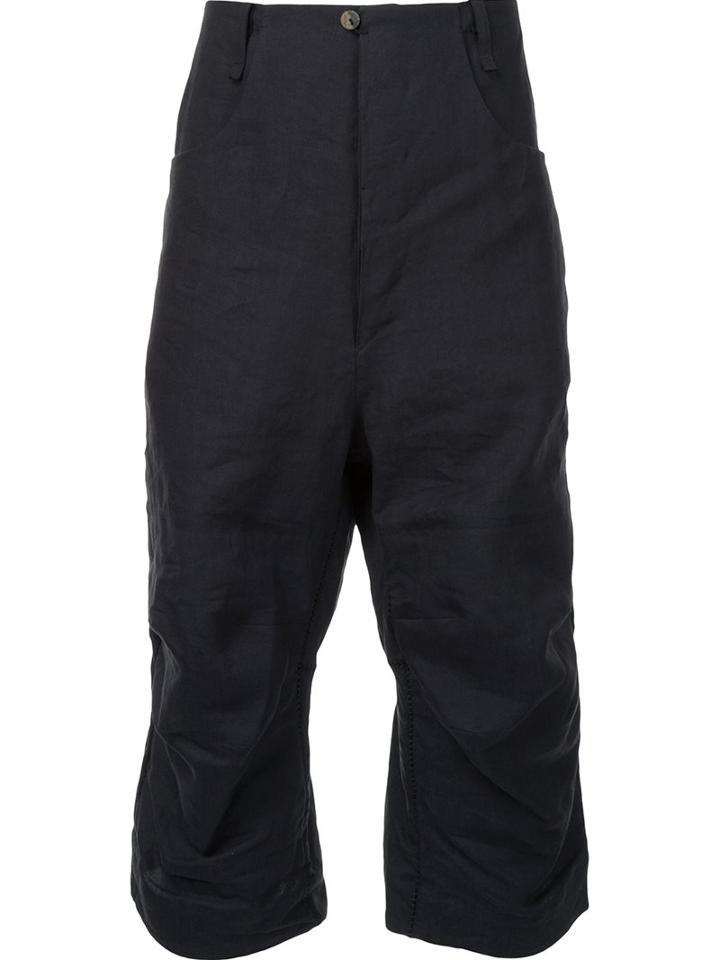 A Diciannoveventitre Cropped Drop-crotch Trousers, Men's, Size: 50, Black, Paper/ramie