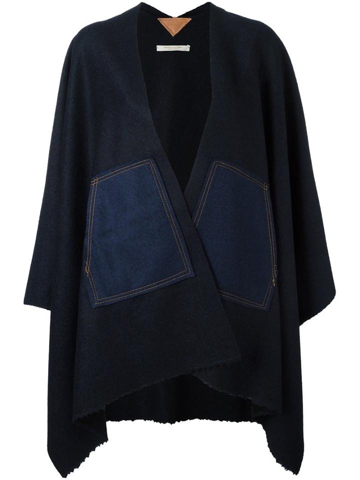 Ermanno Gallamini Denim Patch Cape, Women's, Blue, Nylon/cashmere/virgin Wool
