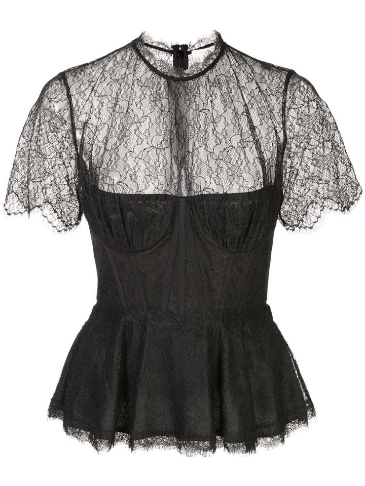 Jonathan Simkhai Silk Lace Bustier Top - Black