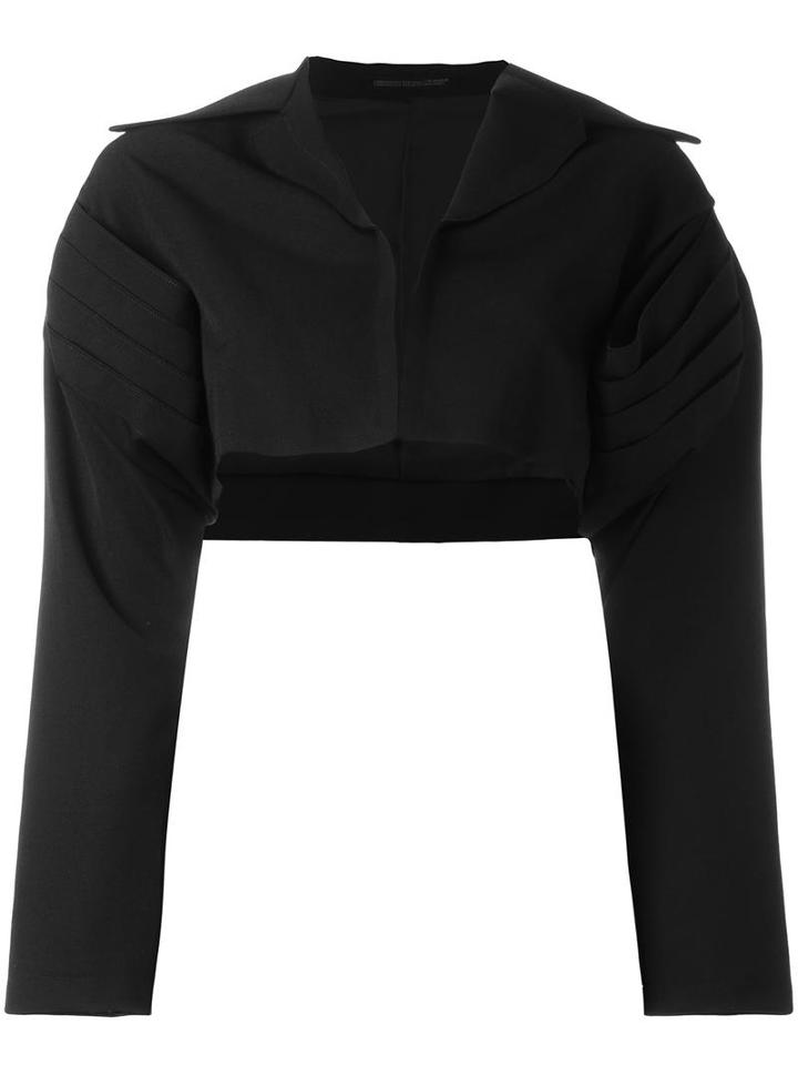Yohji Yamamoto Cropped Bolero Jacket, Women's, Size: 2, Black, Cupro/rayon/wool/polyurethane