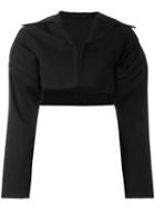 Yohji Yamamoto Cropped Bolero Jacket, Women's, Size: 2, Black, Cupro/rayon/wool/polyurethane