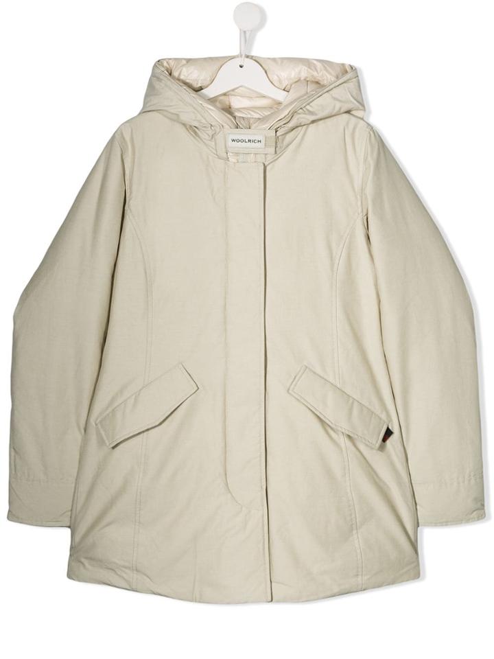 Woolrich Kids Hooded Coat - Neutrals