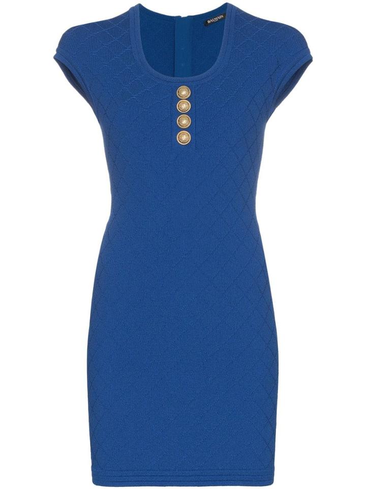Balmain Knitted Mini Dress - Blue