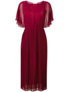 Erika Cavallini Ruffled Sleeves Dress, Women's, Size: 42, Red, Polyester