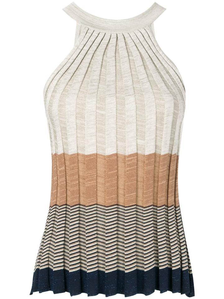 Roberto Collina Halterneck Ribbed Top - Neutrals