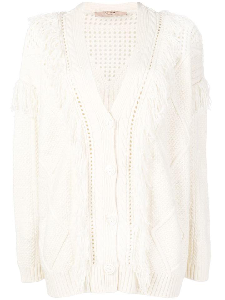 Twin-set Fringed Hem Cardigan - White