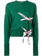 Msgm Lace Detail Sweatshirt - Green