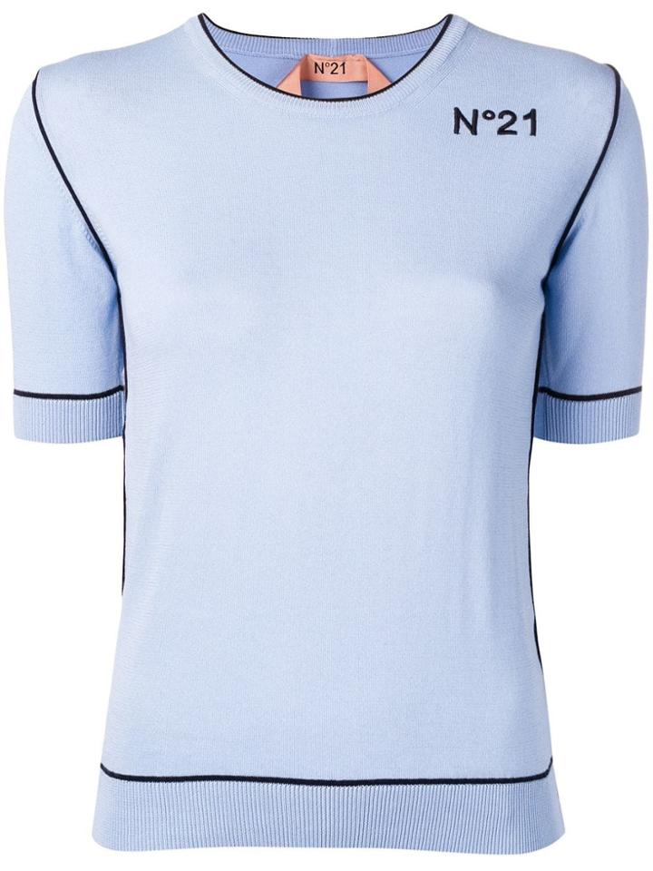 Nº21 Embroidered Logo Knitted Top - Blue