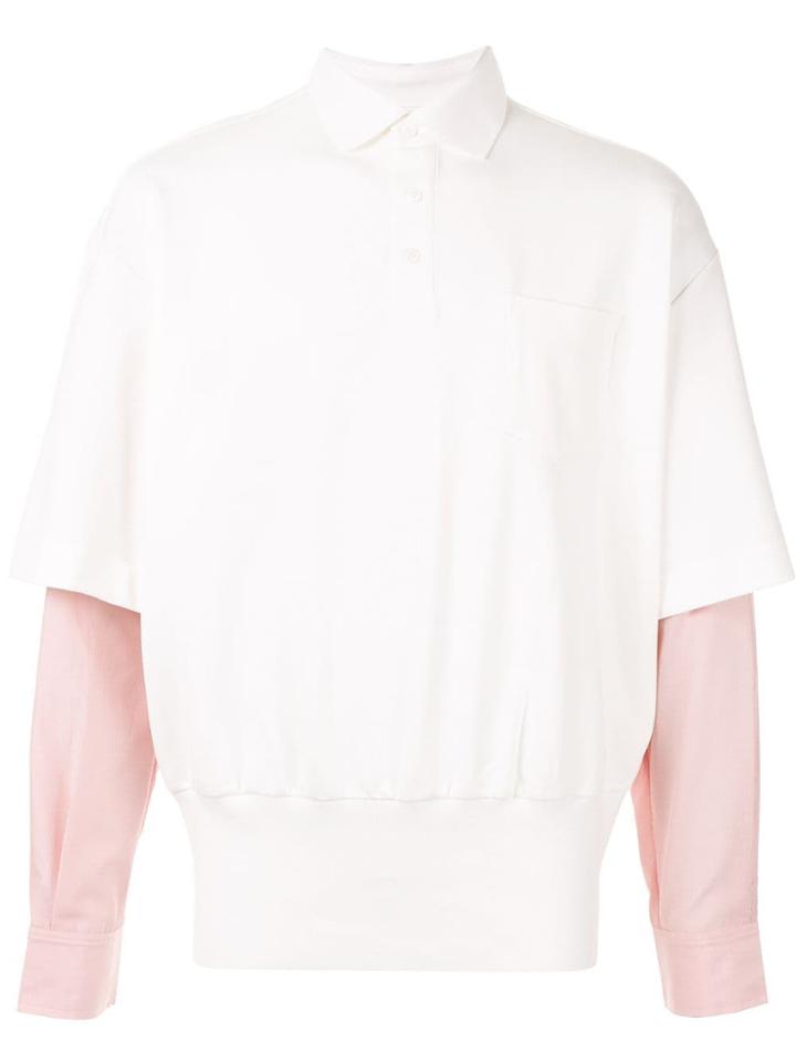 Fengchen Wang Layered Sleeve Polo Shirt - White