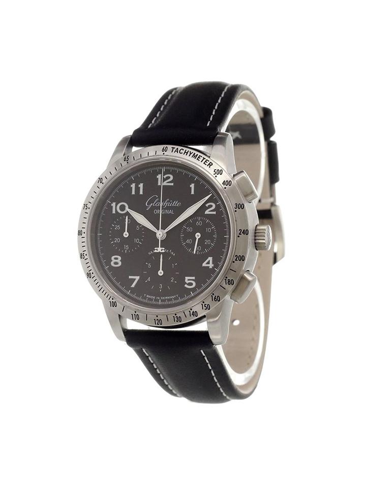 Glashuette Original 'navigator Chronograph' Analog Watch, Adult Unisex, Black