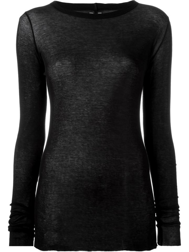 Rick Owens Long Sleeve T-shirt, Women's, Size: 44, Black, Cotton