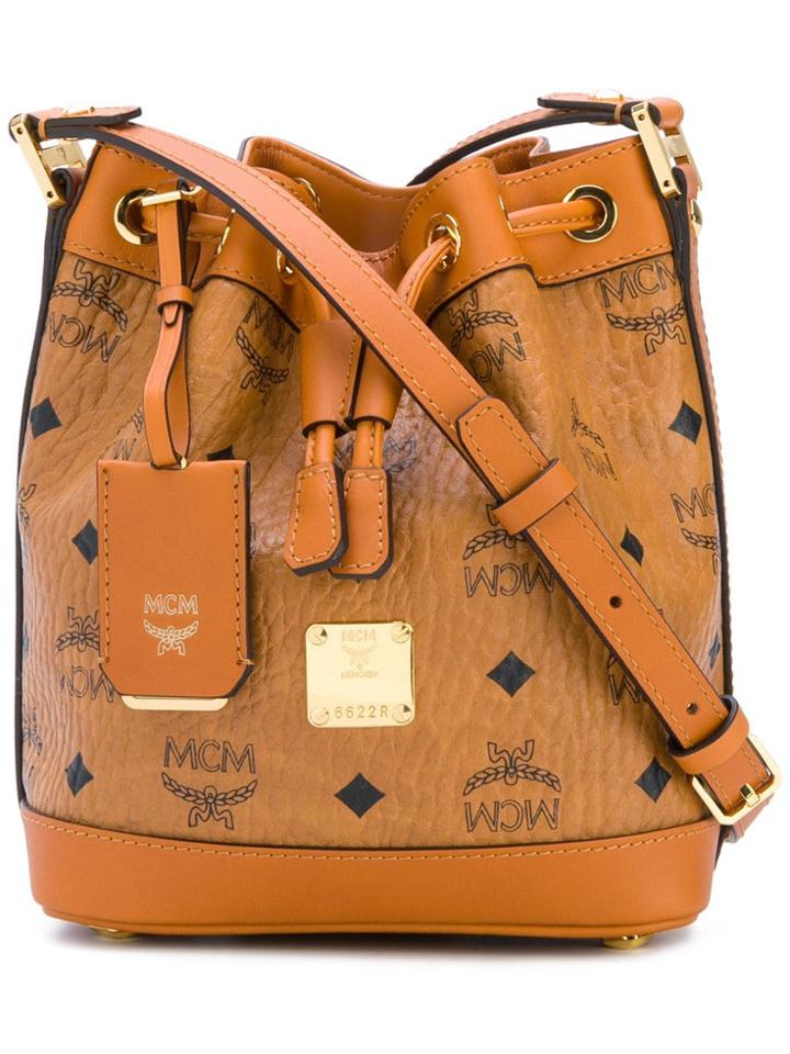 Mcm Logo Bucket Shoulder Bag - Brown