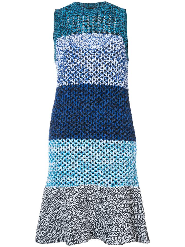 Derek Lam 10 Crosby Sleeveless Colorblocked Gradient Knit Dress - Blue