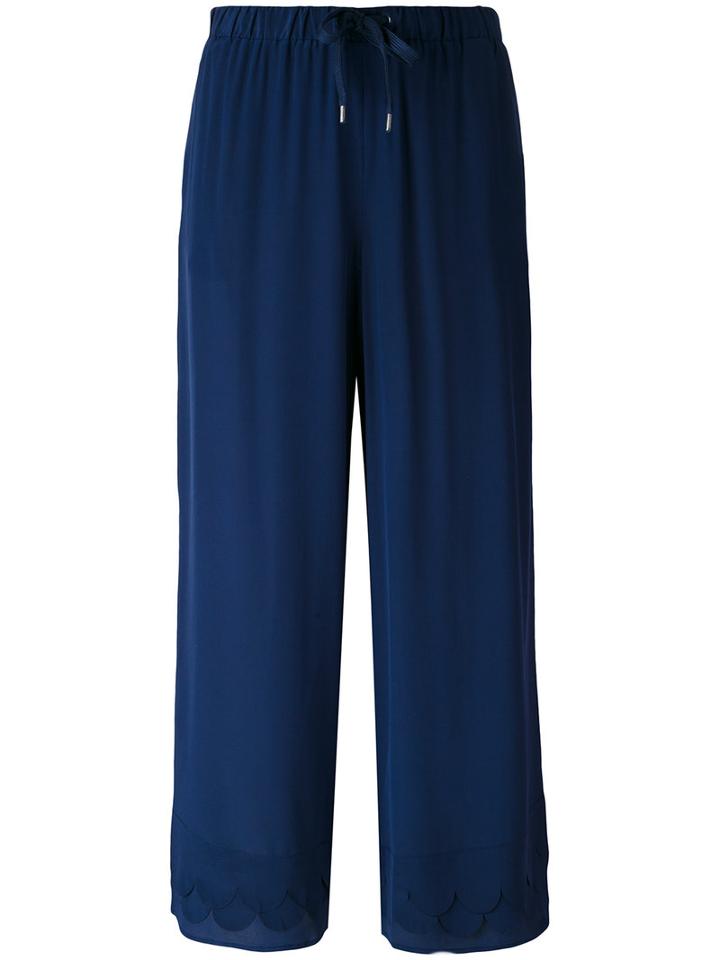 Red Valentino - Cropped Trousers - Women - Silk/cotton - 42, Blue, Silk/cotton