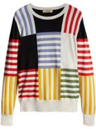 Burberry Striped Intarsia Cashmere Cotton Sweater - Multicolour