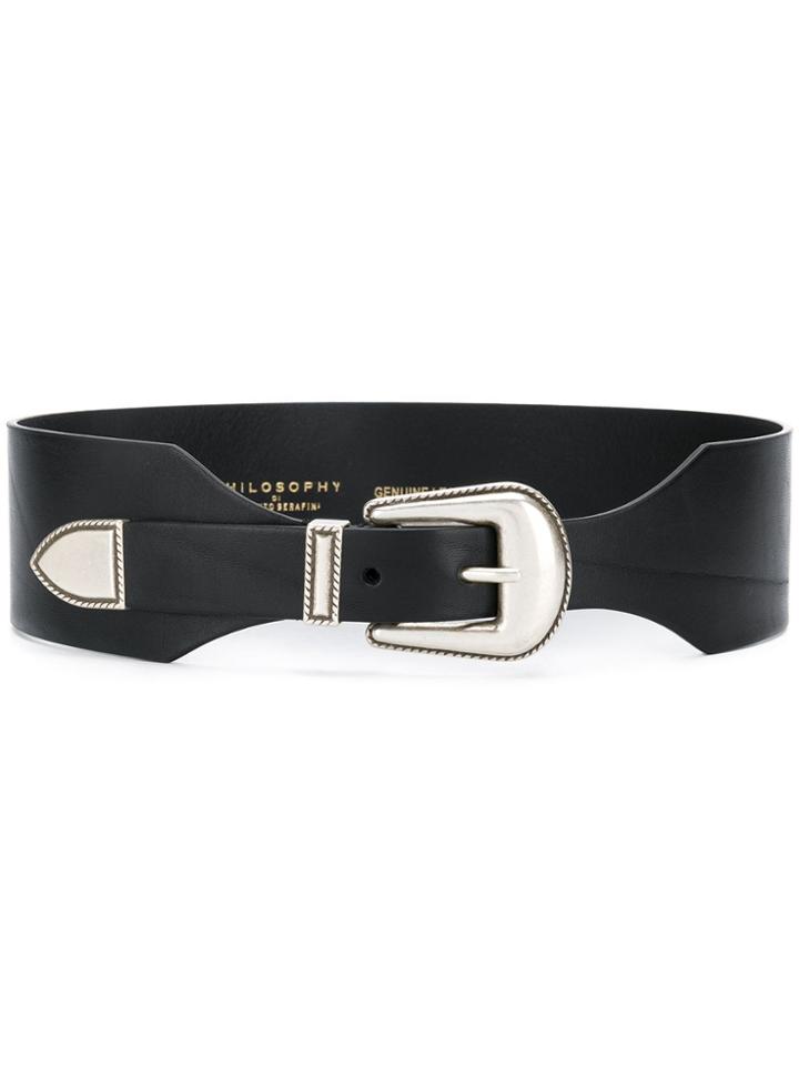Philosophy Di Lorenzo Serafini Wide Western Buckle Belt - Black