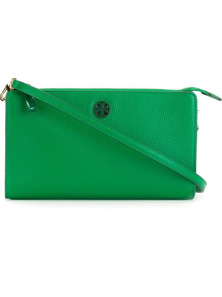 Tory Burch Zipped Cross Body Bag, Women's, Green, Leather