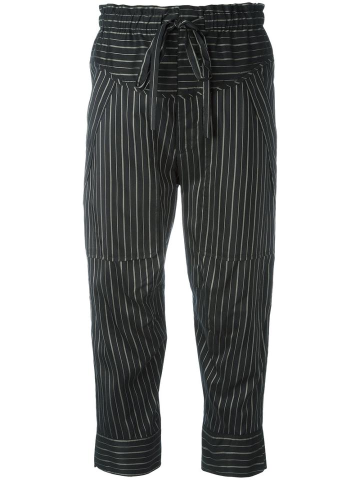 Isabel Marant Striped Cropped Trousers, Women's, Size: 40, Black, Silk/cupro