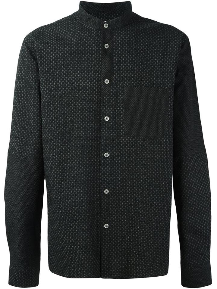 Ymc Band Collar Shirt, Men's, Size: Large, Black, Cotton
