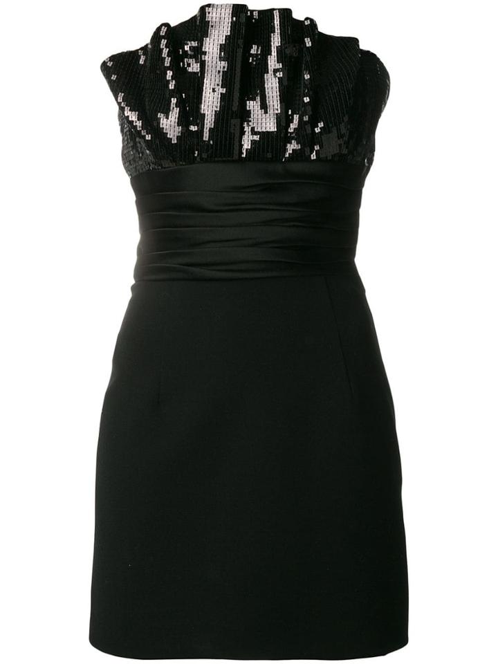 Saint Laurent Ruffled Bustier Mini Dress - Black