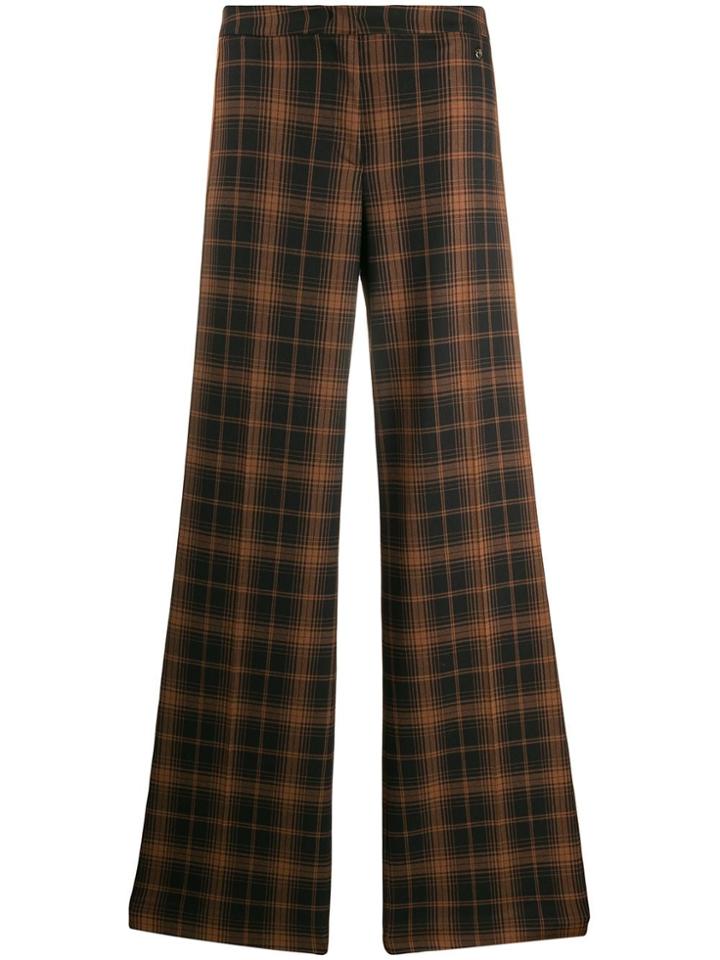 Trussardi Jeans Checked Wide-leg Trousers - Brown