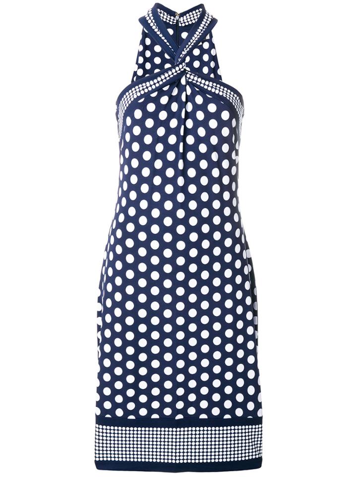 Michael Michael Kors Polka-dot Halterneck Dress - Blue
