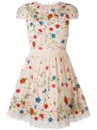 Alice+olivia - Floral Flared Dress - Women - Nylon/polyester/spandex/elastane/viscose - 4, Pink/purple, Nylon/polyester/spandex/elastane/viscose