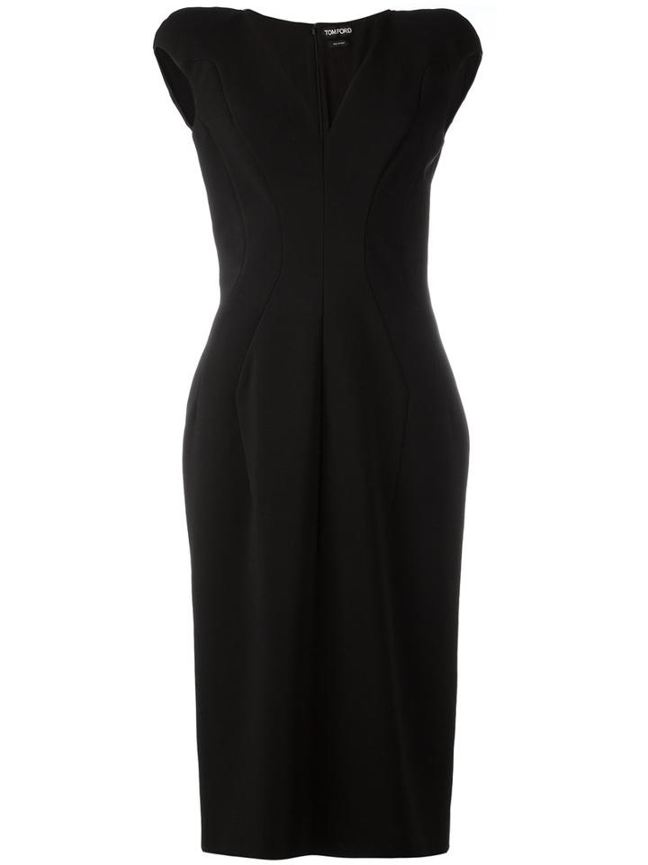 Tom Ford V-neck Cap Sleeve Dress, Women's, Size: 40, Black, Viscose/polyamide/spandex/elastane/silk
