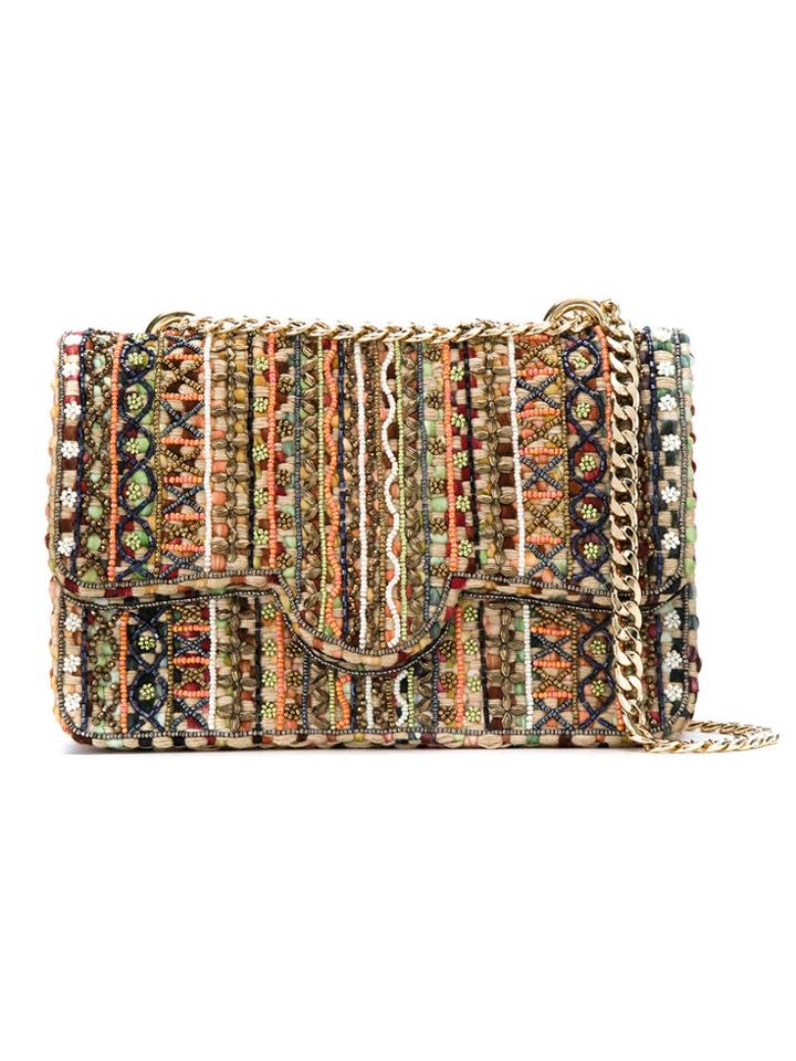 Isla Embroidered Tweed Maxi Bag - Nude & Neutrals