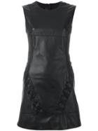 Neil Barrett Pleated Accent Mini Dress, Women's, Size: Small, Black, Leather/polyamide/polyester/viscose
