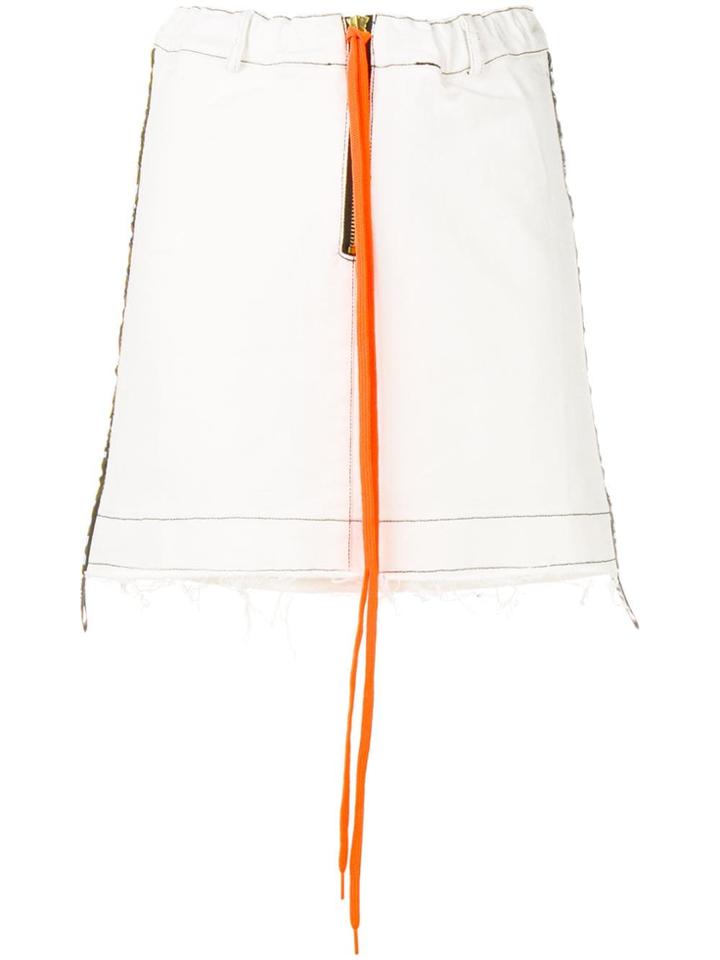 Mia-iam Side Stripe Denim Skirt - White