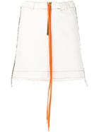 Mia-iam Side Stripe Denim Skirt - White