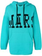 Paura Slogan-intarsia Hooded Jumper - Blue