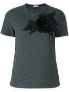 P.a.r.o.s.h. Flower Appliqué T-shirt, Women's, Size: Large, Grey, Viscose/wool