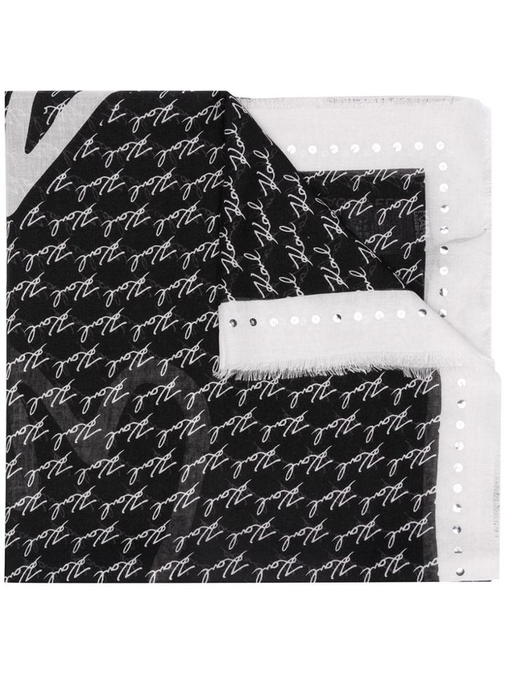 Karl Lagerfeld Logo Embroidered Scarf - Black