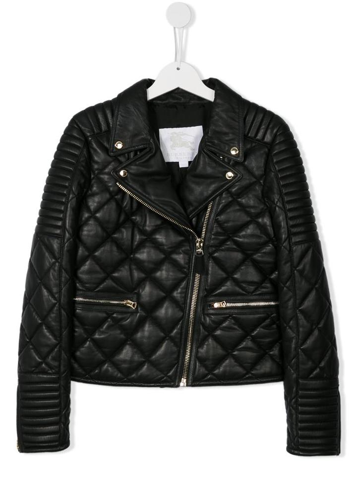 Burberry Kids Quilted Leather Jacket, Girl's, Size: 14 Yrs, Black
