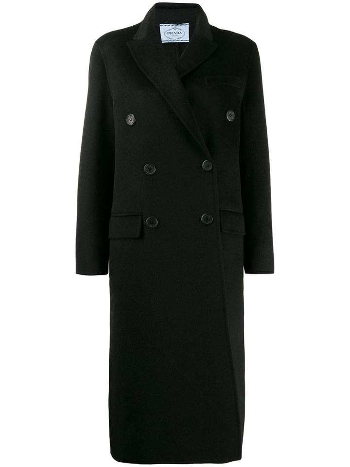 Prada Double Breasted Overcoat - Black