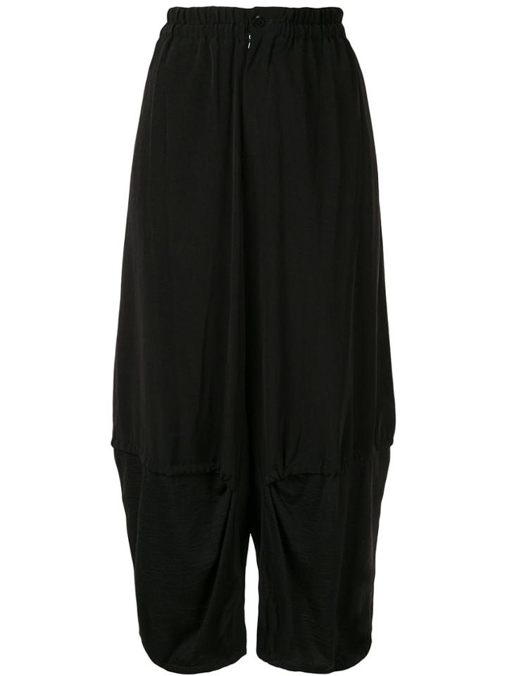 Y's Cropped Drop-crotch Trousers - Black