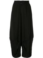 Y's Cropped Drop-crotch Trousers - Black