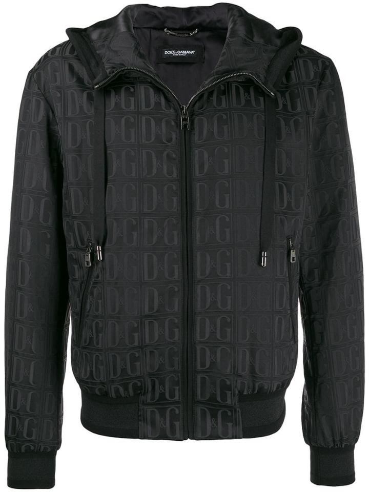 Dolce & Gabbana Logo Jacquard Bomber Jacket - Black