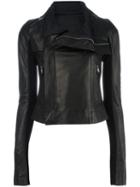 Rick Owens Classic Biker Jacket, Women's, Size: 42, Black, Leather/viscose/cupro/linen/flax