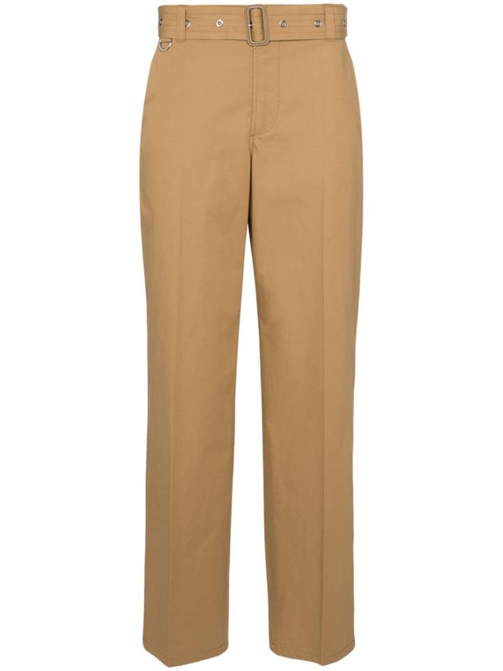 Burberry D-ring Detail Belted Cotton Trousers - Brown