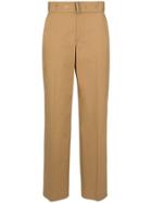 Burberry D-ring Detail Belted Cotton Trousers - Brown