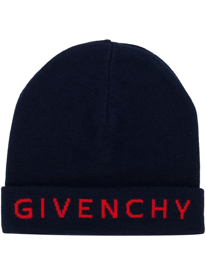 Givenchy Embroidered Logo Beanie - Blue