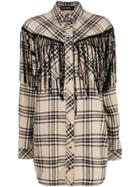 Filles A Papa Fringed Checked Shirt - Nude & Neutrals