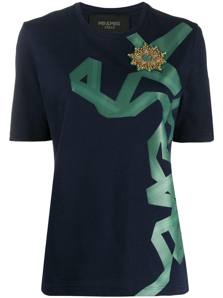 Mr & Mrs Italy Ribbon Print T-shirt - Blue