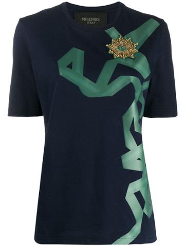 Mr & Mrs Italy Ribbon Print T-shirt - Blue