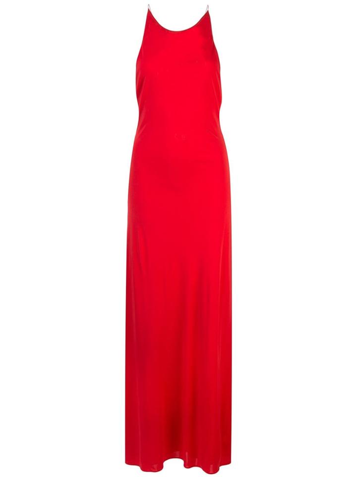 Rosetta Getty Halterneck Bias Slip Dress - Red