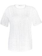T By Alexander Wang Perforated T-shirt, Women's, Size: Xs, White, Polyester/spandex/elastane/rayon